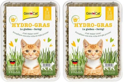 GimCat Hydro-Gras - Herbe à Chat fraîche Issue d’Une Culture en Plein air contrôlée en Seulement 5 à 8 Jours - 1 barquette (1 à 150 g) (Lot de 2)