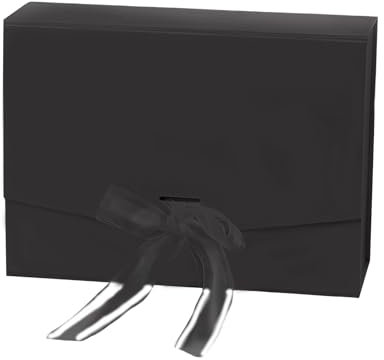 Geschenkbox mit Schleifenband -27 * 19 * 8 cm- Groß Geschenkverpackungen Boxen, Geschenkkartons Papier Geschenkschachtel, Rechteckige Geschenkbehälter für Geburtstage/Weihnachten/Jubiläen (Schwarz)