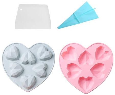 Stareal 2 Pezzi Stampi Per Cioccolato Silicone A Forma Di Cuore Stampi In Silicone A Forma Di Cuore Piccolo, Vassoi Per Cubetti Di Ghiaccio A Cuore Di Diamanti Stampi In Resina Per Caramelle