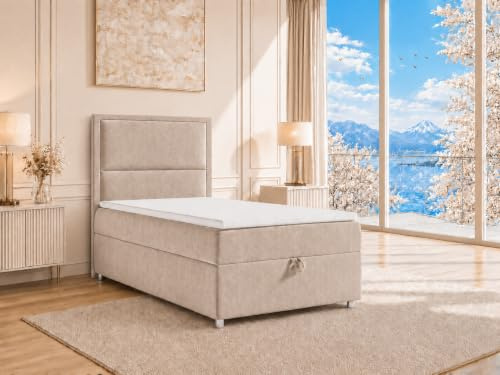Best For Home Boxspringbett Trinity k-11 mit 7-Zonen Bonell-Federkernmatratze | Boxspringbett 80x200 | Boxsprintbett mit Matratze Und Stauraum | Polsterbett 80x200 - Lieferung bis Bordsteinkante