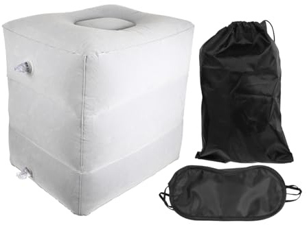 Amosfun Aufblasbares Fußkissen Verstellbar Faltbar für Junge Mädchen Reisebegleiter aus Pvc mit Beflockung Optimaler Sitzkomfort als Hocker Nutzbar