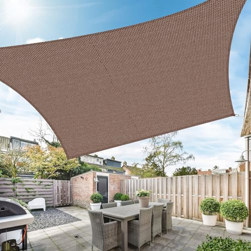 Duerer Vela Ombreggiante Rettangolare 3x4m Tenda a Vela Protezione UV 95%, 185GSM Densità Vela Parasole All'aperto per Giardino, Patio, Pergola, Cortile-Marrone