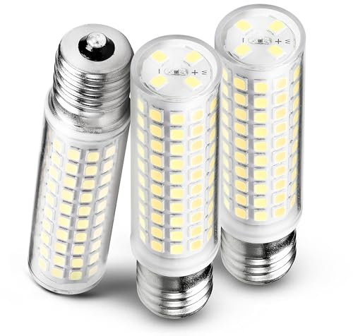 Heifymi E17 LED Light Bulb 10 Watt Equivalent 100W 6000K Daylight White 1000lm 120V E17 Intermediate Base LED Bulb for Desk Lamp,Ceiling Fan Lights, Headboard Reading Lights, Non-Dimmable, 3 Pack