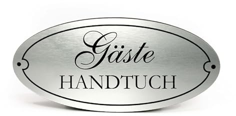 Gäste Handtücher Handtuch Schild Kunststoff Gold Silbergrau graviert oval selbstklebend Badezimmer Dekoschild Vintage Türschild 15 x 7 cm (Silbergrau - Gäste Handtuch)