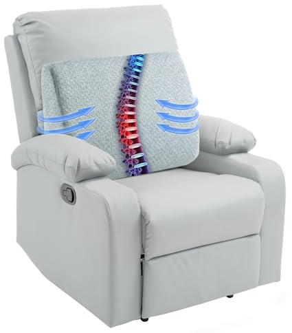 HOMBYS Lumbar Support Pillow for Recliner Chair, Memory Foam Back Support Cushion for Elderly,Extra Large Lumbar Support Pillow,Thick Backrest for Home Reading (Light Grey, 20“x13.5x5)