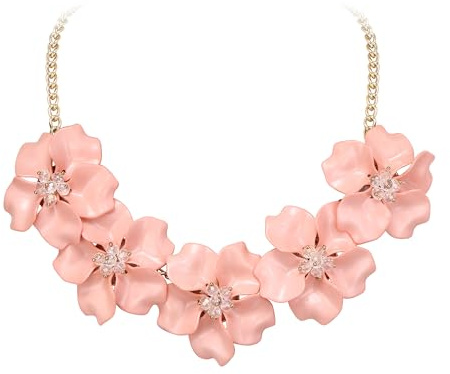 EVER FAITH Blume Choker Halskette für Damen, leichtes Gewicht Acryl florale Statement Rosae Sommer Urlaub Boho-Schmuck