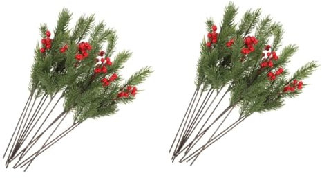 Garneck 24 STK künstliche Tannennadeln Weihnachtspflücker und Stiele Artificial Pine Branches weihnachtsdeko kunstpflanze Wohnkultur künstliche Tannennadelzweige Party-Requisite