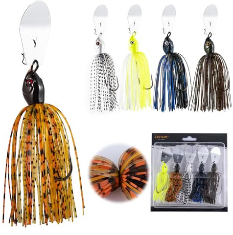 Goture 5 Stück Angeln Spinnerbaits Köder Bladed Jigs Spinnköder Mix Farbe Kit Spinner Angeln 14g für Süßwasser Salzwasser Barsch Forelle Hecht Zander