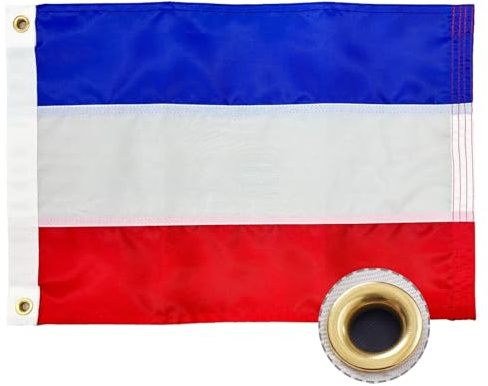 ROTERDON Bandera de los Países Bajos de 12 x 18 pulgadas, bandera holandesa bordada de 12 x 18 pulgadas para uso en barco en todo tipo de clima, bandera nacional de Holanda de doble costura con ojales