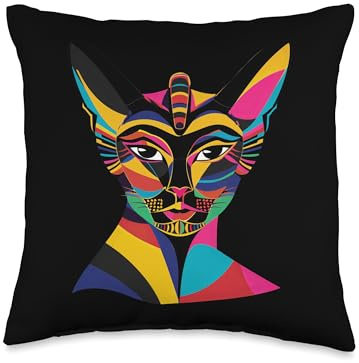 Bastet Pop Art Bast Ailuros Throw Pillow