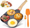 SPORWAY Poele a Crepe à 4 Moules: Poêle Pancakes Antiadhésive pour Hamburger Oeuf Frit, pour Cuisinière à Induction Gaz et Électrique en Céramique