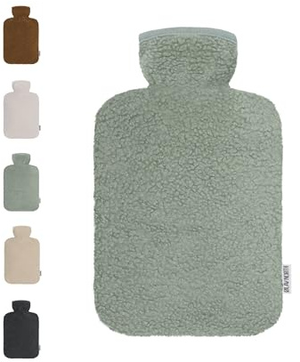 Ølav North Wärmflasche mit Teddybezug, Inkl. Geschenkverpackung, 1.8 Liter, Grün, Hergestellt aus nachhaltigen Materialien, Geschenk für Frauen, Freundin