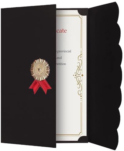 Urkundenmappe 5 Stück A4 Zeugnismappe Set Zertifikat Halter Blanko Urkundenpapier Pappe Urkundenhülle Diplom Mappe Zeugnisse Schutzhülle Zertifikatshülle für Student Schule Abschluss Schwarz