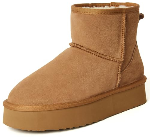 Shenduo Women's Winter Platform Ankle Boots Chestnut 5.5UK/39EU D9318