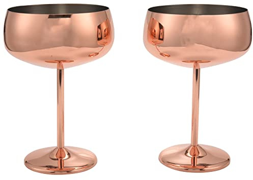 Folceretsc Copper Coupe Champagne Glasses Set of 2 Stainless Steel Vintage Cocktail Glass Wine Goblet