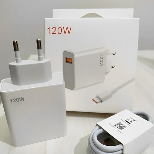 Cargador Carga Rapida 120W Cable USB-C 1 Metro De 6 A, Carga Ultra Rapida QC 3.0, Compatible, para Xiaomi, Redmin Note, Poco.