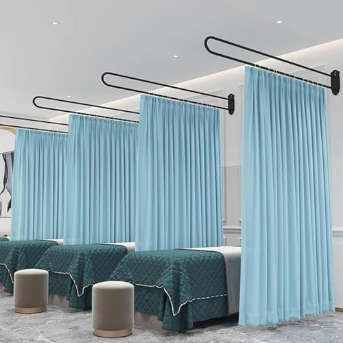 CHZDPP Wall Mounted Room Divider for Patient Privacy Protection, Portable Room Separators Partition for Clinics/Hotels, Mobile Curtain for Postnatal Care Centers(Blue (1pc),Rod Length 2.3m/7.5ft)