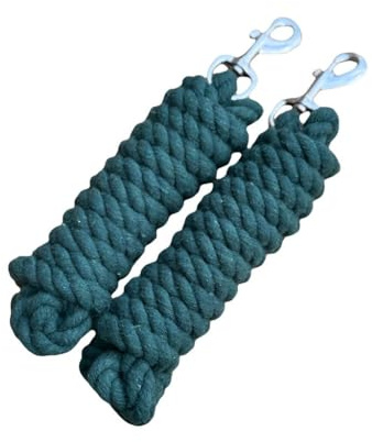 Führstrick aus solider Baumwolle für Pferde und Hunde, 16 mm dick, robust, Satin, Bolzenverschluss, Grün, 2 Stück