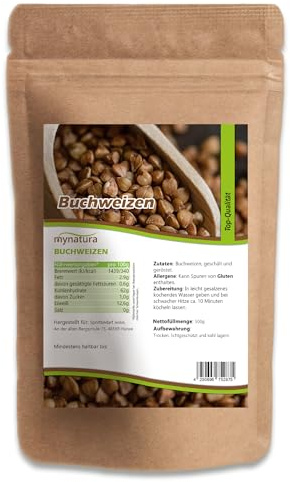 Mynatura Buchweizen ganze Körner | Vielseitig verwendbar | Vegane Ernährung | für Brot und Eintopf | Im Beutel 1000g
