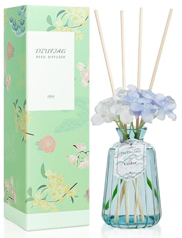 DIUFJAG 180ml - Cedar Zedernholz Raumduft Duftstäbchen Mit 8 stäbchen,Home Duft Reed Diffuser Lufterfrischer für Schlafzimmer Büro Badezimmer Regal Dekor