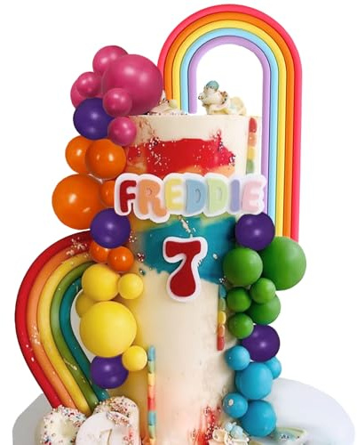 Pastel Rainbow Cake Topper Rainbow Cake Toppers Colorful Balls Cake Decor | for Wedding Baby Shower Birthday Party Supplies
