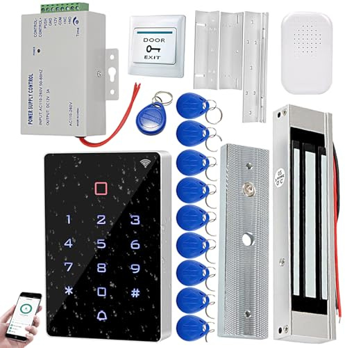 Hernas - Kit de control de acceso inteligente, cerradura exterior impermeable IP68, control remoto vía App Tuya, cerradura magnética de 180 kg con timbre, registro de desbloqueos rastreable.