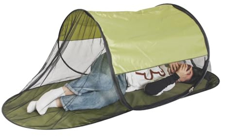 Treer Moustiquaire de Voyage Pliable 1 Place, Ultralégère Moustiquaire Pop Up Tente de Lit Portable Installation Facile pour Chambre à Coucher, Camping (Vert Kaki,200 * 72 * 70cm)