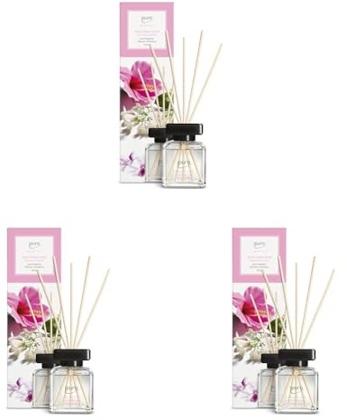 ipuro - Essentials Raumduft Flower Bowl 100ml | Raumerfrischer mit Blumenduft, Mandarine, Bergamotte, Jasmin, Veilchen & Zedernholz Duft Aroma | Diffuser mit Stäbchen | Lufterfrischer für die Wohnung