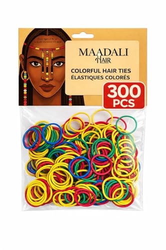Mini élastiques colorés en caoutchouc pour cheveux afro, crépus, frisés ou bouclés – Souples, sans métal et résistants – Idéals pour petites tresses et coiffures protectrices – MAADALI