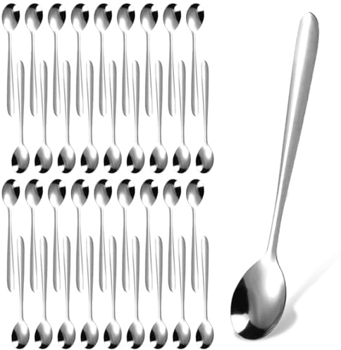 Lot de 36 Cuillères à Café en Acier Inoxydable,14cm × 2.5cm Petite Cuillere a Cafe,Polies Miroir,Petite Cuillère à Dessert,Petites Cuilleres a Dessert pour Maison,Cuisine ou Restaurant (Argent)