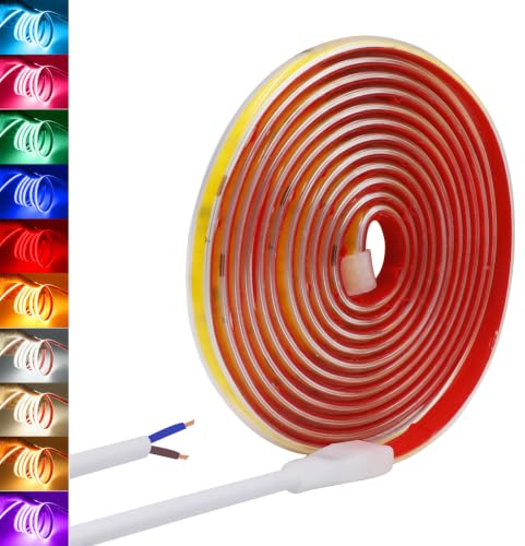 Wisada Tira LED COB de 240 LEDs/m, 220-240V impermeable flexible FCOB tira LED neón CRI85+ 4M blanco cálido 3000K uniforme sin puntos oscuros para decoración de dormitorios, armarios y cocinas