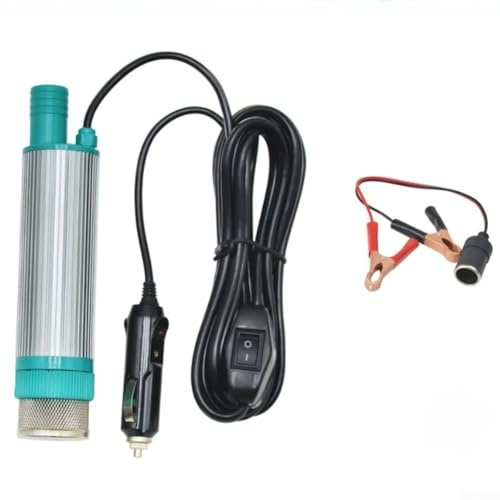 Portable Electric Water Pump Diesel Transfer Pump 12V/24V Submersible Pump 38Mm Stainless Steel Outdoor Fish Tank Barrel/Filling 30L/Min 100W 8M Maximum Head With Cable Adapter(24V)