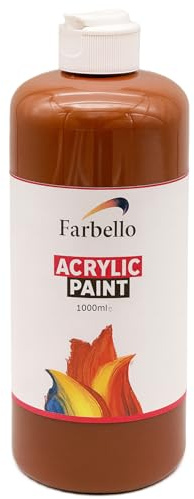 Farbello Acrylfarbe, 1000ml, Hochpigmentiert, Wasserfest, für Leinwand, Holz, Stein, Papier und Metall, Matt (Braun)
