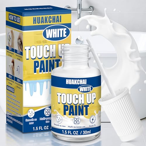 HuakChai Pintura de retoque para pared, pintura para reparación de baño, pintura blanca para madera para radiadores de baño, azulejos, metal, ducha, lavabo, muebles, pared y madera (30 ml)