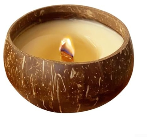 BlesConi Bougeoir en coquille de noix de coco pour aromathérapie, bol en noix de coco naturelle de 9 à 11 cm pour bougies et assiettes à fruits, décoration d'intérieur respectueuse de l'environnement