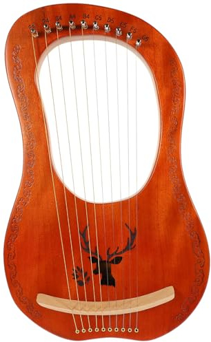 ANDRESLAD Holzharfe Handharfe Leierharfe Tragbar Saiteninstrument Musikinstrument Filigrane Harfe Leierharfe mit Metallsaiten Handgefertigt