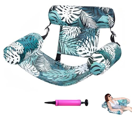 Sedia Gonfiabile da Piscina, Poltrona Galleggiante Adulti con Braccioli e Tessuto Mesh Traspirante, Flottante Piscina Stabile 76x40,5x61 cm, Pompa Gonfiaggio Portatile Inclusa