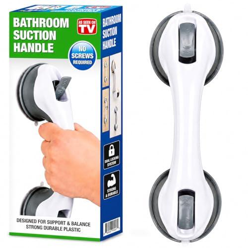 Bathroom Suction Grab Rail – Heavy Duty Non-Slip Safety Handle for Shower & Bath, Portable No Drill Support Bar with Strong Suction Cups for Elderly & Disabled