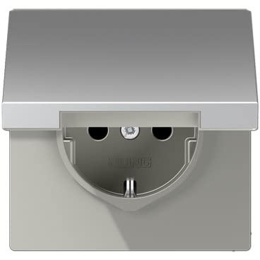 Jung Steckdose mit Deckel + Kinderschutz Aluminium
