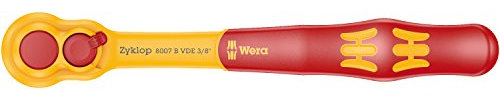 Wera 8007 B Zyklop VDE Ratchet, 3/8 Drive x 222 mm, 05004966001, Red/Yellow
