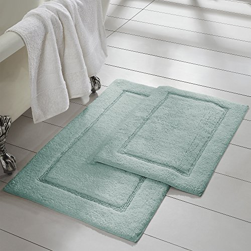 Modern Threads - 2-Pack Luxury Bath Mat Set - Solid Loop Soft Combed Cotton - Non-Slip Backing for Restroom Floors - 17-inch x 24-inch & 21-inch x 34-inch Absorbent Bathroom Mats