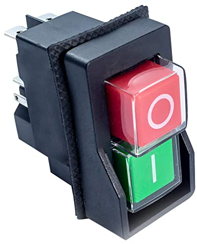 POWERTEC 120V Magnetic On/Off Switch, 9 Amps, Push Button Switch Easy Contact for Fast Power Off,Fits Table Saw, Router Table, Drill Press, Bench Saw, Bandsaw (71355)