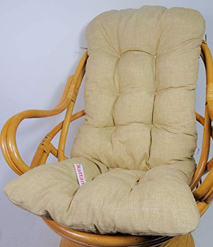 Rattani Auflage/Polster für Schaukelstuhl, Drehsessel, Ersatzpolster Gr. 135 x 60 x 15 cm, Nuevo Loneta beige - Made in EU