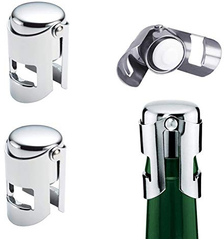 YFOX 3 piezas tapas de botellas de champán tapas de botellas de vino espumoso tapas de sellado al vacío de acero inoxidable 3.5x3.5x5.5cm