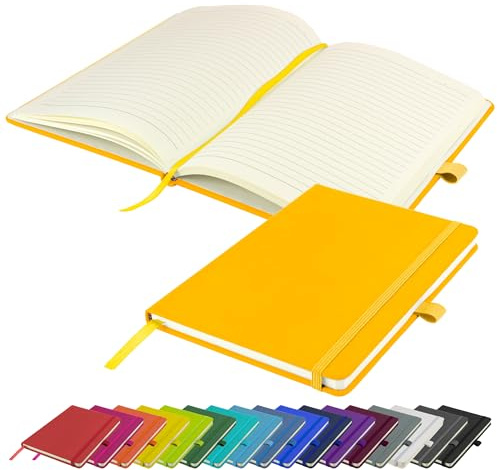 A5-Notizbuch neu liniert Hardcover Notizblock Notizen Tagebuch (Gelb)