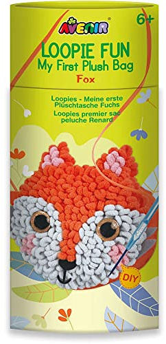 Avenir 6301751 Nähset, Plüschtasche in Schlaufen-Optik, Motiv Fuchs, Häkeln, Bastelset für Kinder, Kreativ-Set, ab 6 Jahren