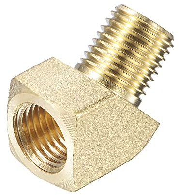 sourcing map Brass Hose Fitting Elbow 1/4 NPT Male to Female Thread 45 Degree Angle Pipe Connector Adapter