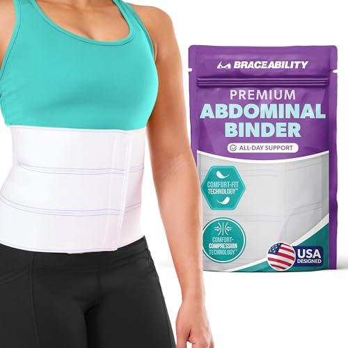 BraceAbility Cinturón de soporte abdominal grande, cinturón para hombres y mujeres, cinturón para obesidad, envuelto en el abdomen despuéscirugía tratamiento de hernia por compresión lumbar (xl-9)