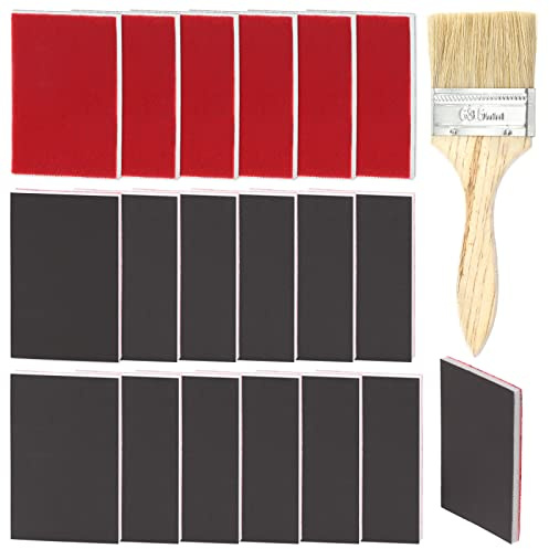 Glarks 21Pcs 1200-1500 Grits Sanding Sponge Sanding Pads Sanding Blocks Washable Flexible Soft Foam Wet Dry with 1Pc 2.5 Inch Painting Brush