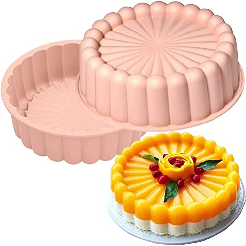 Ghzste Moule de Cuisson en Forme de Tournesol, Moules à Tarte à Tarte à Gâteau Rond Réutilisables en Silicone pour Chocolat Pain